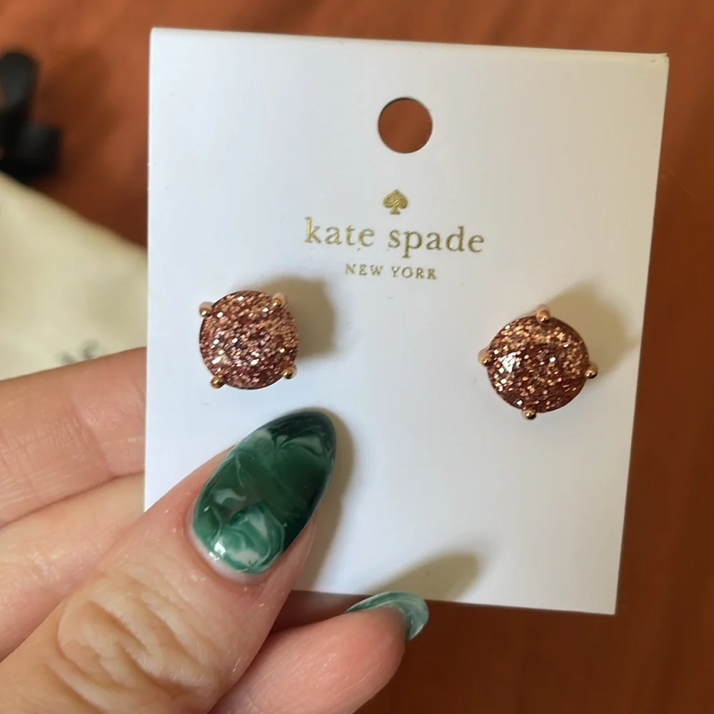 Kate spade rose gold glitter stud earrings